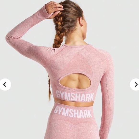 Gymshark Flex long sleeve crop top in pink white - Picture 3 of 4